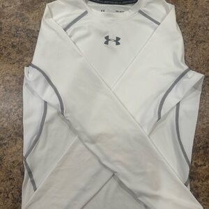 Under Armour Men’s compression Heatgear long sleeve shirt White Medium Size